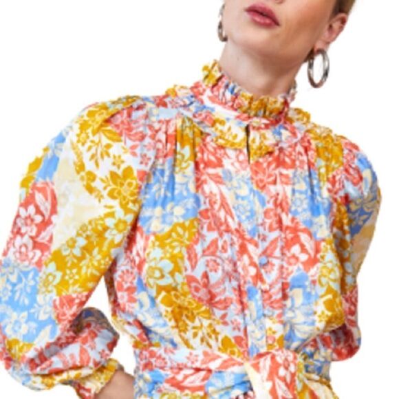 NWT Hunter Bell Blakely Dress Flower Patchwork Silk Medium - Picture 3 of 15